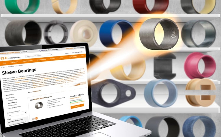 The igus online shop for plain bearings integrates a catalog, webshop and calculation program into a single platform.