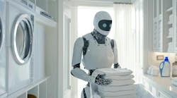 Humanoid robot doing laundry Humanoid robot doing laundry