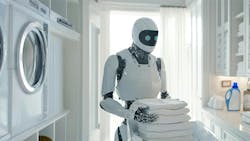 Humanoid robot doing laundry Humanoid robot doing laundry