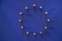 EU flag with bullet casings EU flag with bullet casings