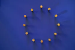 EU flag with bullet casings EU flag with bullet casings