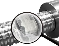 Damage to ball screw drive Damage to ball screw drive