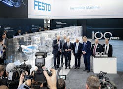 Federal Chancellor Olaf Scholz congratulating Festo Federal Chancellor Olaf Scholz congratulating Festo