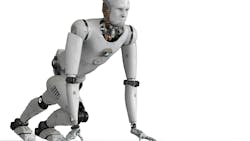 Humanoid robot running Humanoid robot running