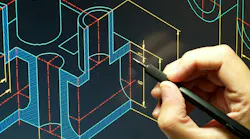 Engineer working on CAD blueprint