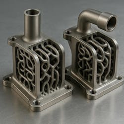 Aerospace parts produced by hybrid manufacturing. Aerospace parts produced by hybrid manufacturing.