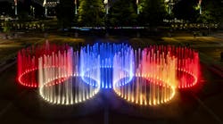 Olympic rings patern in fountain Olympic rings patern in fountain