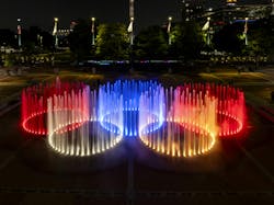 Olympic rings patern in fountain Olympic rings patern in fountain