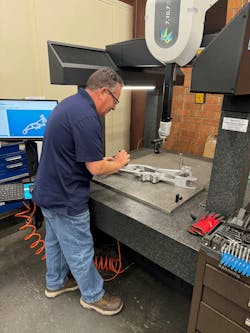 Ketchie’s Jim Thorpe prepares a part for inspection Ketchie’s Jim Thorpe prepares a part for inspection