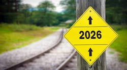 Signpost pointing in the direction of the year 2026. Signpost pointing in the direction of the year 2026.