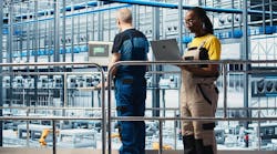 Smart factory engineer oversees operation of robotic arms and conveyor systems on facility floor. Industry 4.0 plant technician monitors system performance and troubleshoots issues. Smart factory engineer oversees operation of robotic arms and conveyor systems on facility floor. Industry 4.0 plant technician monitors system performance and troubleshoots issues.