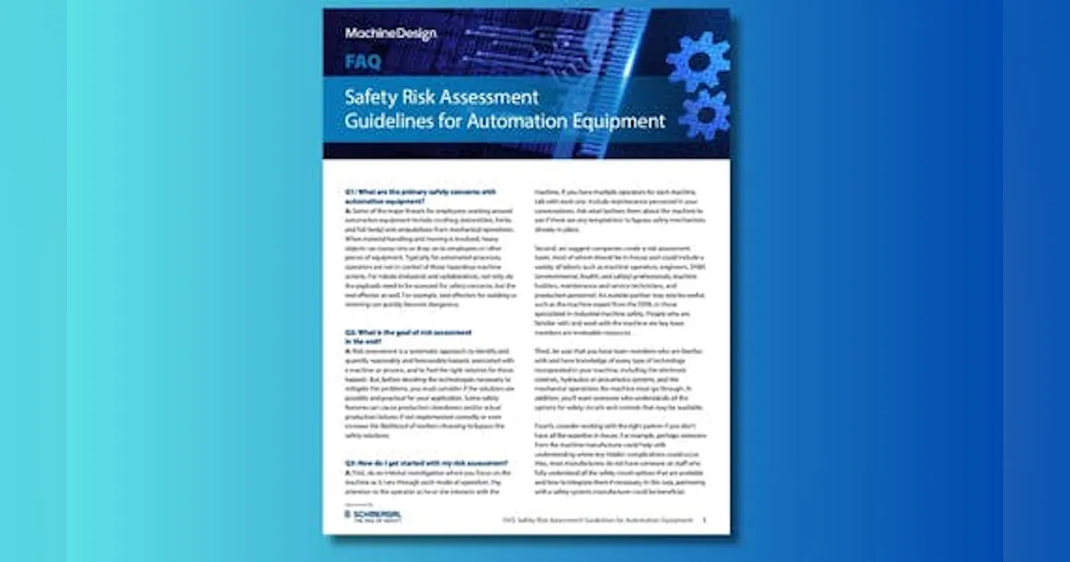 Safety Risk Assessment Guidelines for Automation Equipment | Machine Design