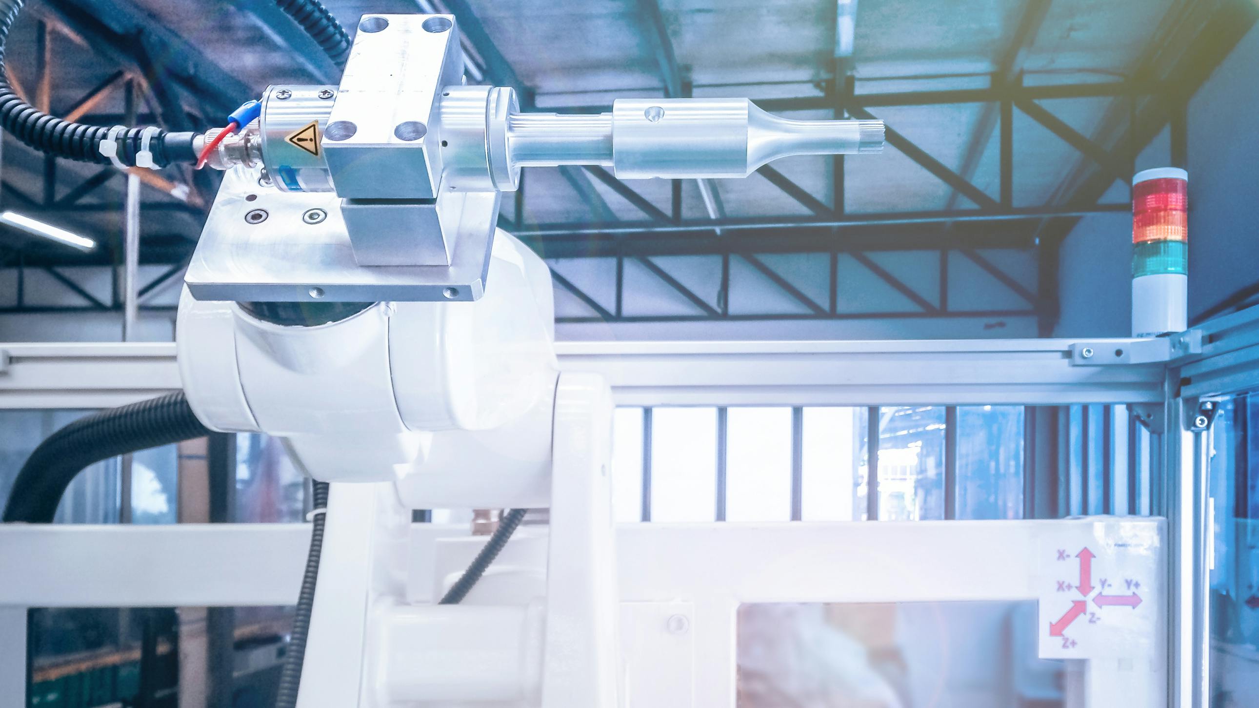 Automatic ultrasonic welding in manufacturing by use robotic automation system tool.