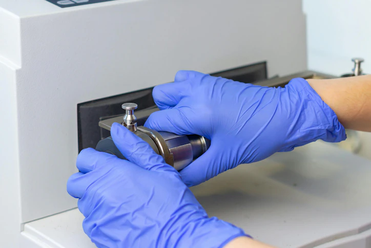 Hands holding powder sample