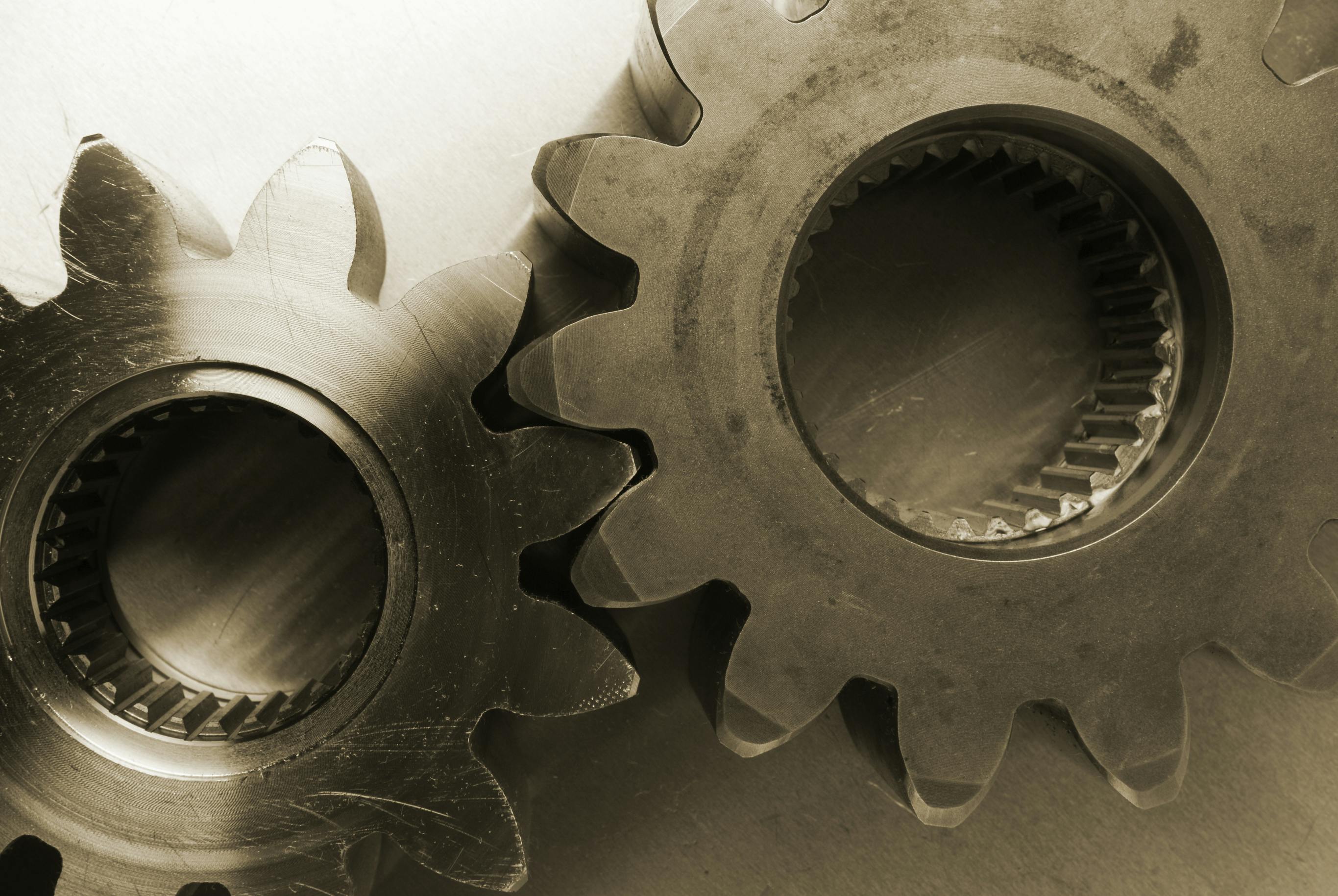 Sepia image of gears