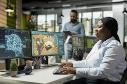 Woman using CAD software