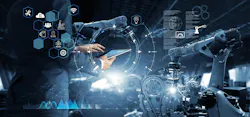 Engineer controlling robotic arm via a tablet