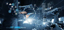Engineer controlling robotic arm via a tablet