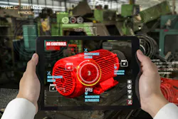 Engineer using augmented reality software