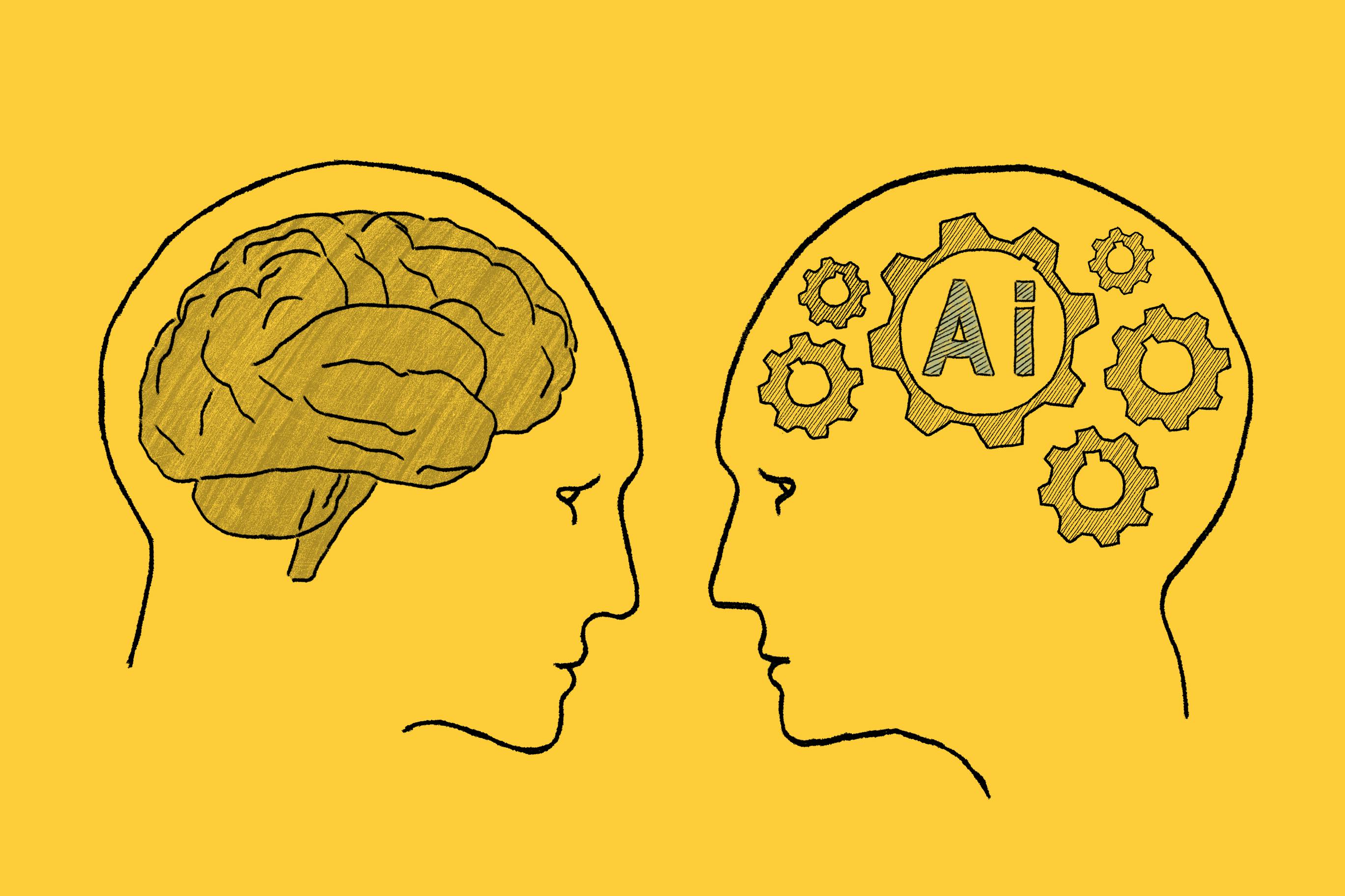 Human intelligence vs. artificial intelligence concept