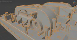 A CAD assembly after conversion to a mesh.