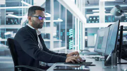 Engineer using CAD software